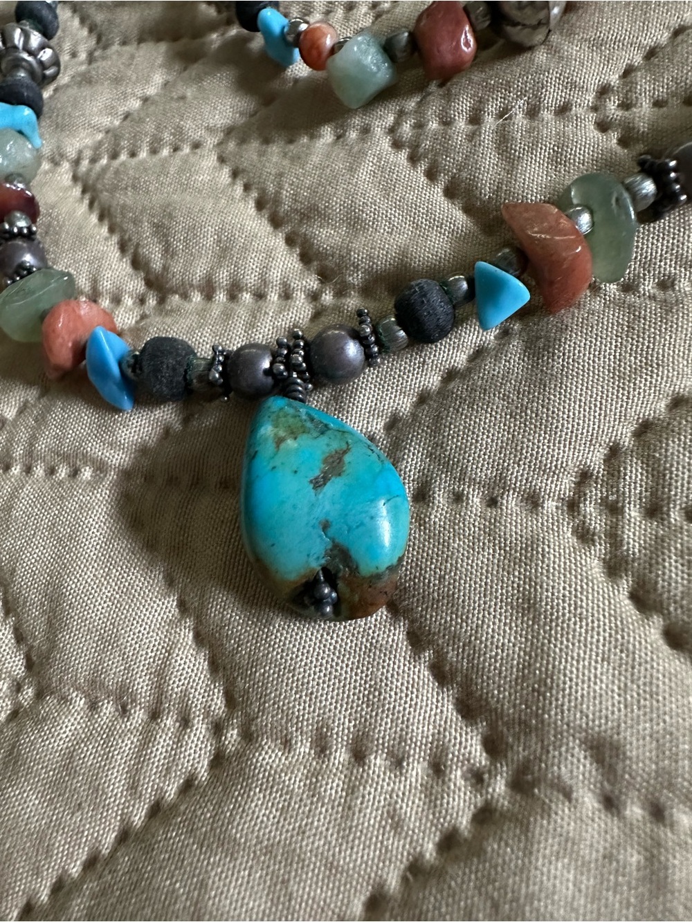 Handcrafted Turquoise Teardrop Pendant Necklace - Women Jewelry
